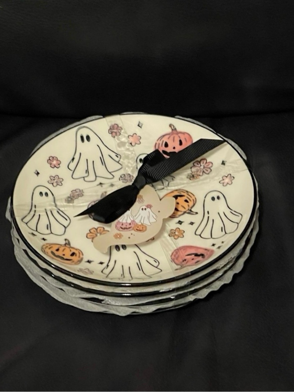 Potter’s Studio Halloween Pumpkin Ghost Appetizer Plates, Set of 4